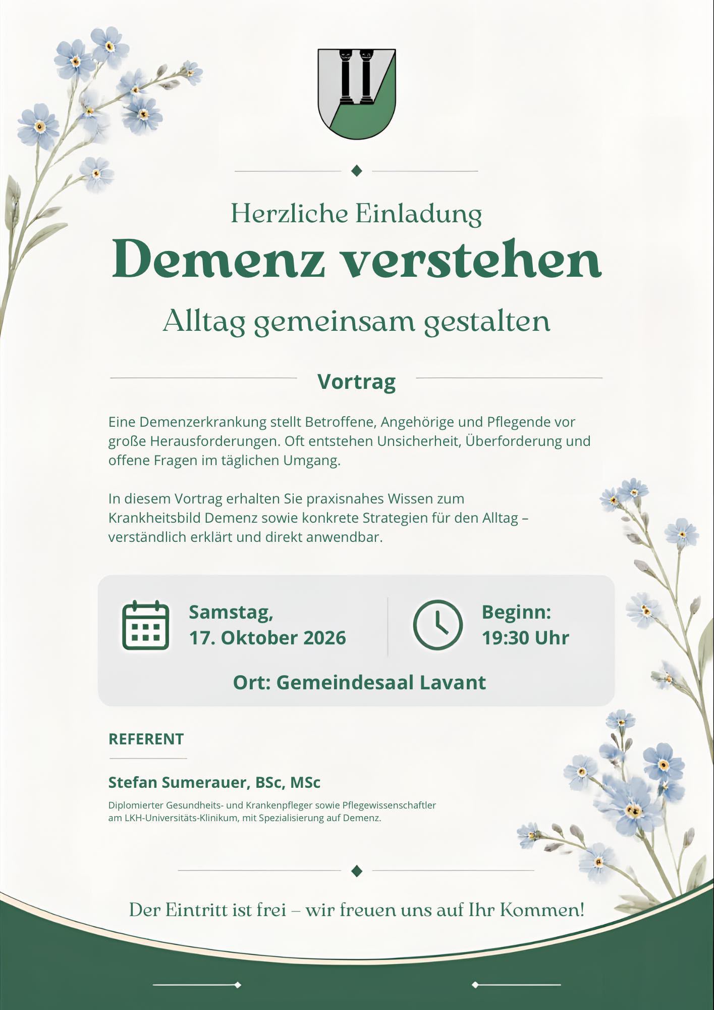Demenz verstehen - Alltag gemeinsam gestalten - Votrag